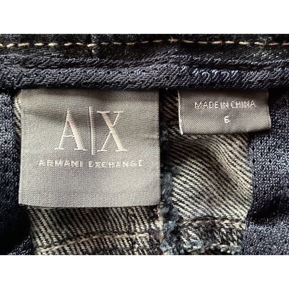 Armani Exchange Women Dark Wash Flared Denim Jeans Size 6 With Button Closure - Picture 3 of 7